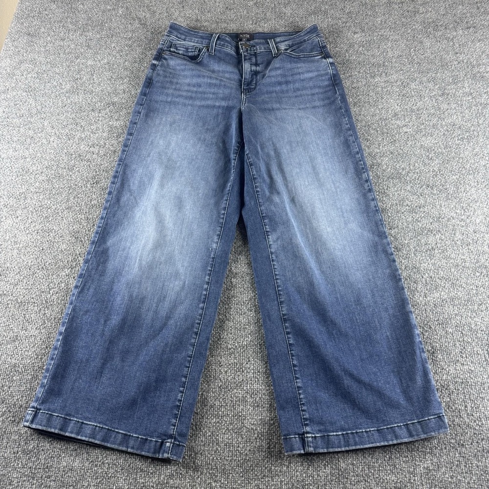 NYDJ Teresa Wide Leg Jeans Womens 6 Blue Relaxed Denim Shaping Lift Tuck Tech